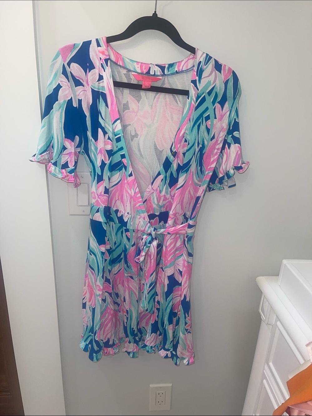 Lilly Pulitzer Floral Wrap Dress - Blue, Pink & Green